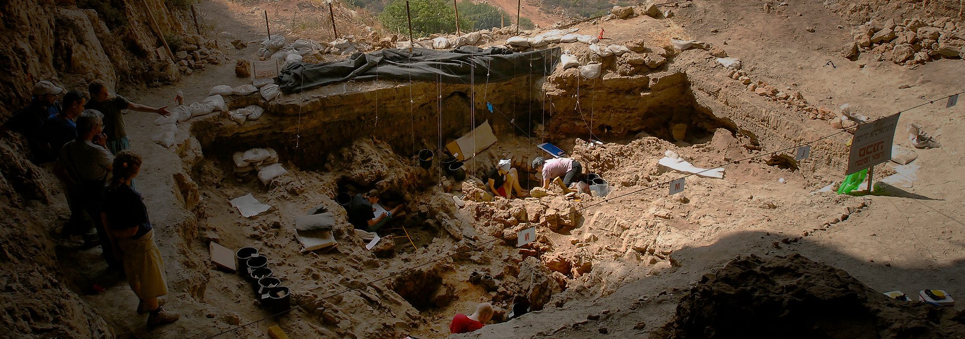 Archaeological dig site at Hilazon Tachtit Cave, Israel.