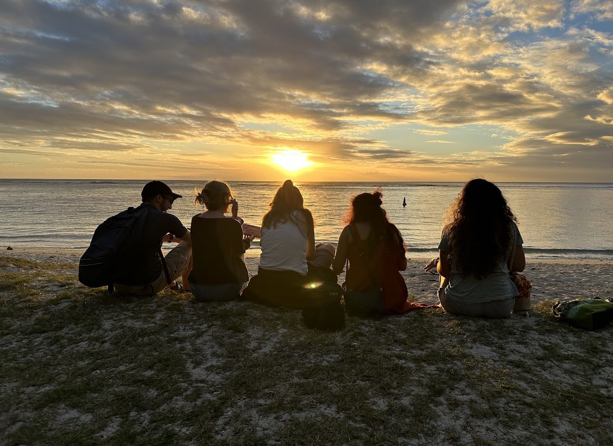 Students enjoying the sunset