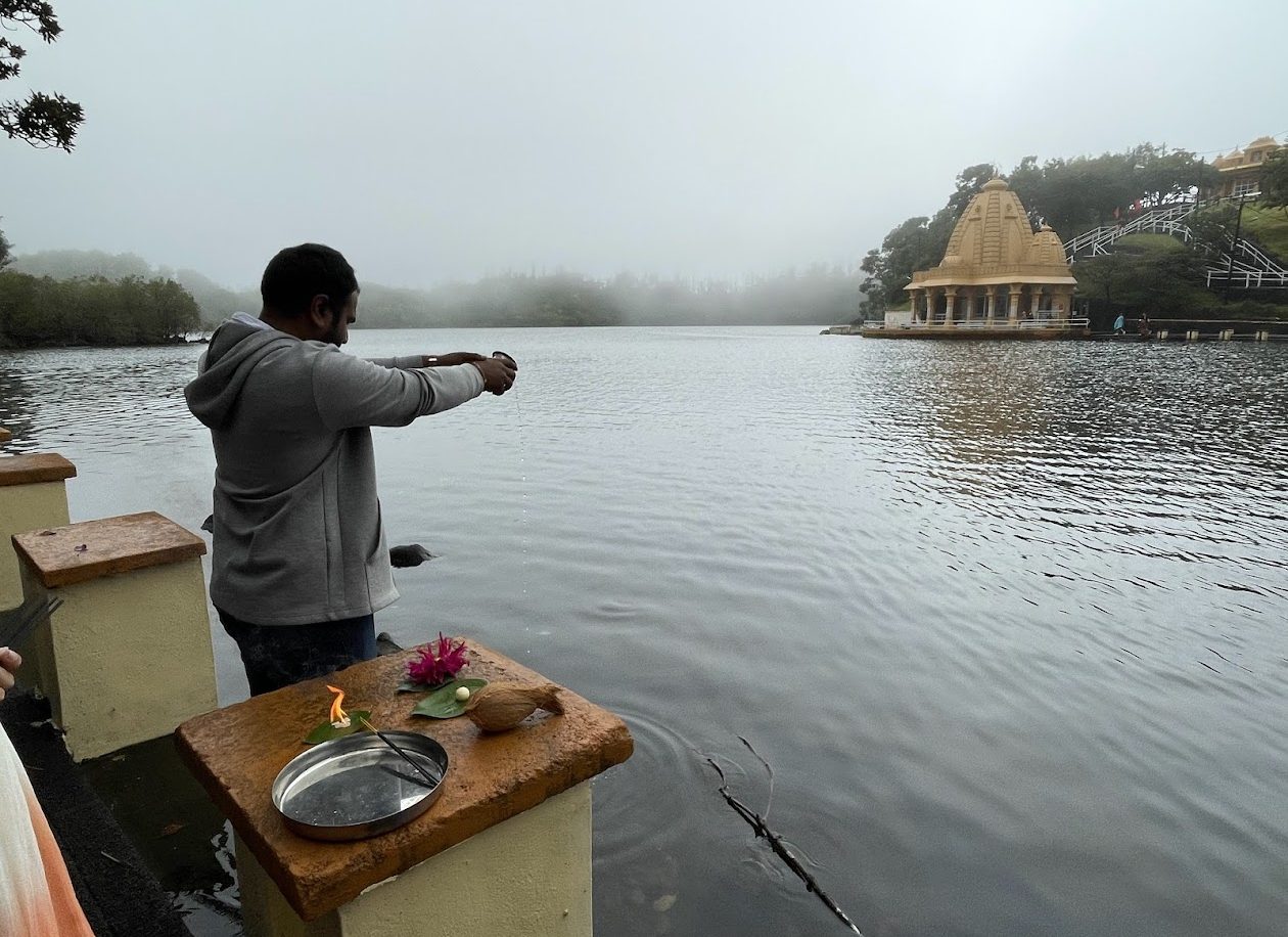 An offering at the sacred lake